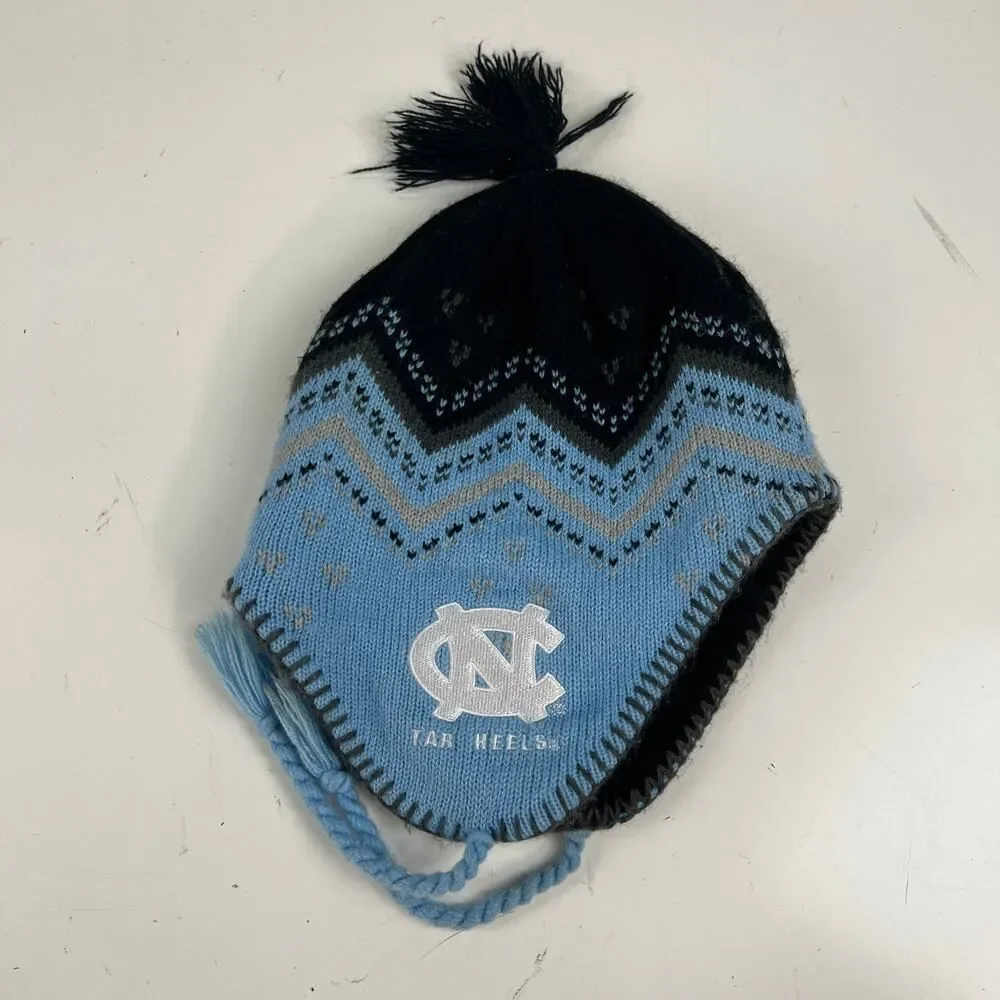UNC North‎ Carolina Tarheels Winter Aviator Style Hat Cap Blue  Pom OS - Picture 13 of 16